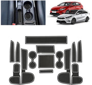 Antislipmatte per Kia Ceed (2018-2025) | Matrice antiscivolo in gomma originale per console centrale, contenitori per bicchieri e fenditure portiere | Adatta per Kia Ceed Proceed XCeed GT Line (bianco)