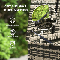 Baule da Giardino 118x57x69 cm Capacità 350L Apertura Frontale e Superiore in Rattan PE Grigio