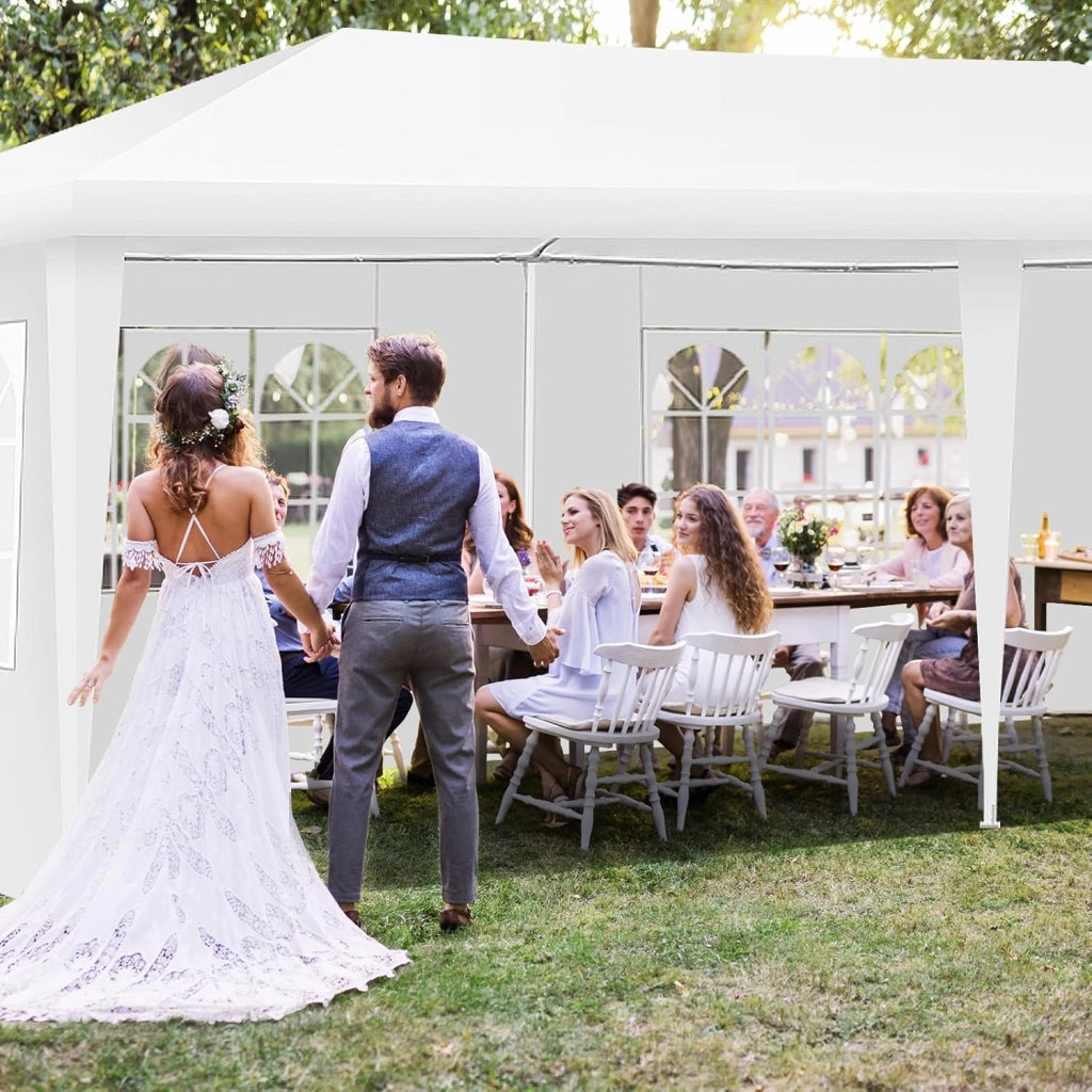 Gazebo da Giardino 6 x 3 m, Tendone per Feste con 4 Pareti Rimovibili, con Borsa di Trasporto, Impermeabile Protezione UV, per Matrimonio Eventi e Barbecue