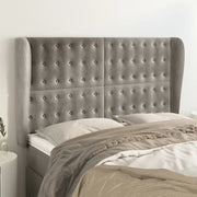 Testiera ad Orecchio-Testata con Orecchie Grigio Chiaro 147x23x118/128 cm in Velluto 249113