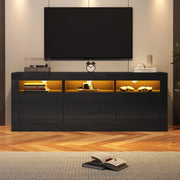 Mobile TV nero lucido 160 x 35 x 60 cm con illuminazione LED
