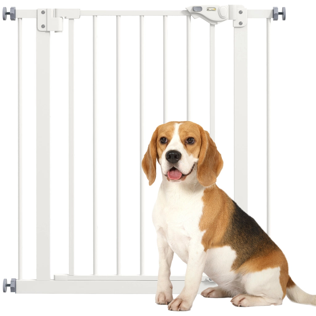 Cancello per cani e animali domestici ¨C Zephmum ¨C Bianco, metallo e plastica, 74-80 cm
