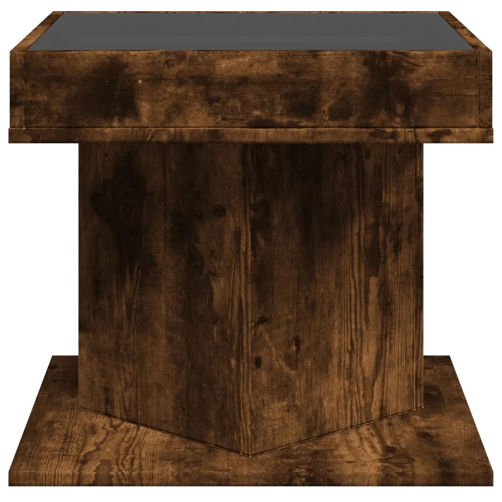 Tavolino Salotto con LED Rovere Fumo 50x50x45 cm Multistrato 847564