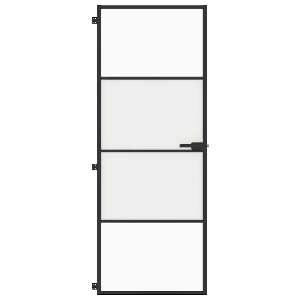 Porta per Interni Nera 76x201,5cm Vetro Temperato e Alluminio 155116
