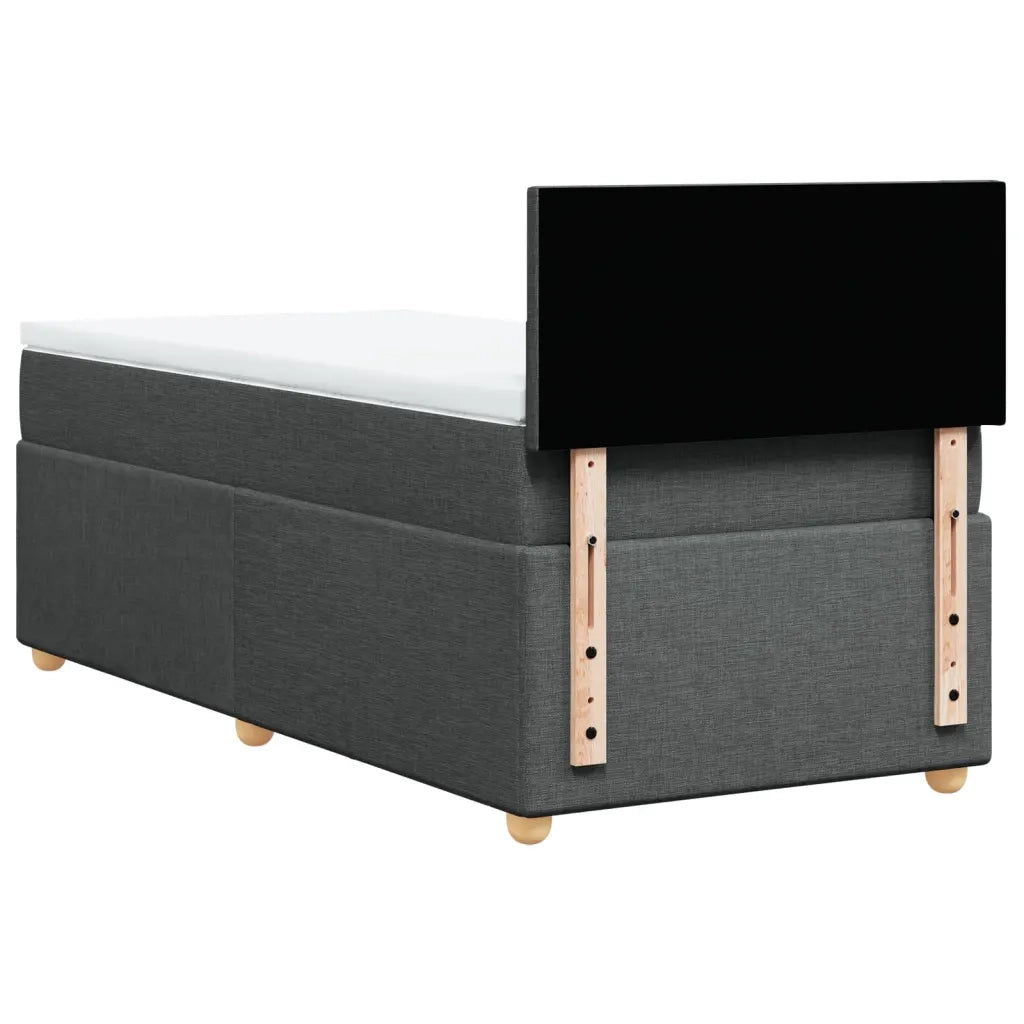 Letto a Molle con Materasso Grigio Scuro Singolo in Tessuto