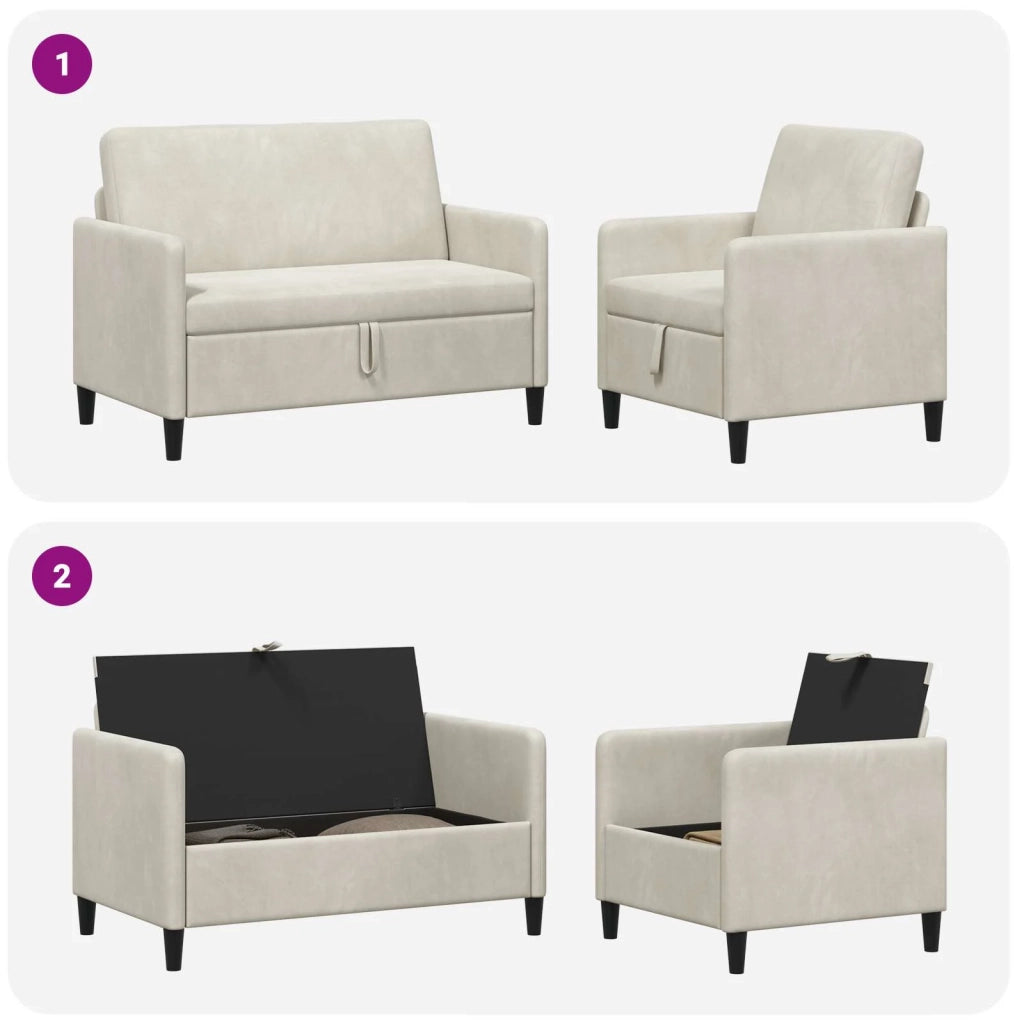 Set di Divani con Storage 2 pz Crema Poliestere 3429170