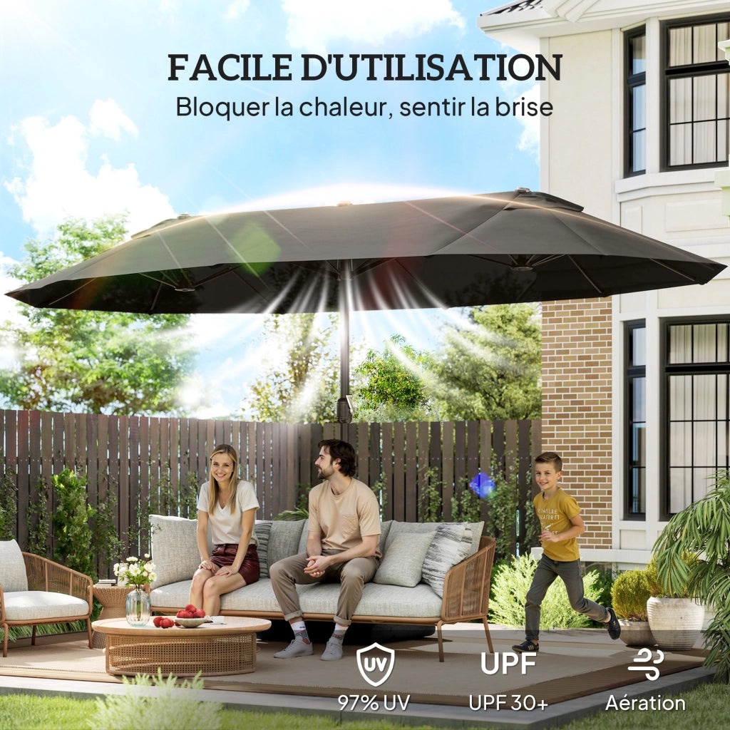 Ombrellone da giardino rettangolare ¨C zephmum ¨C grigio 460x270x240 cm