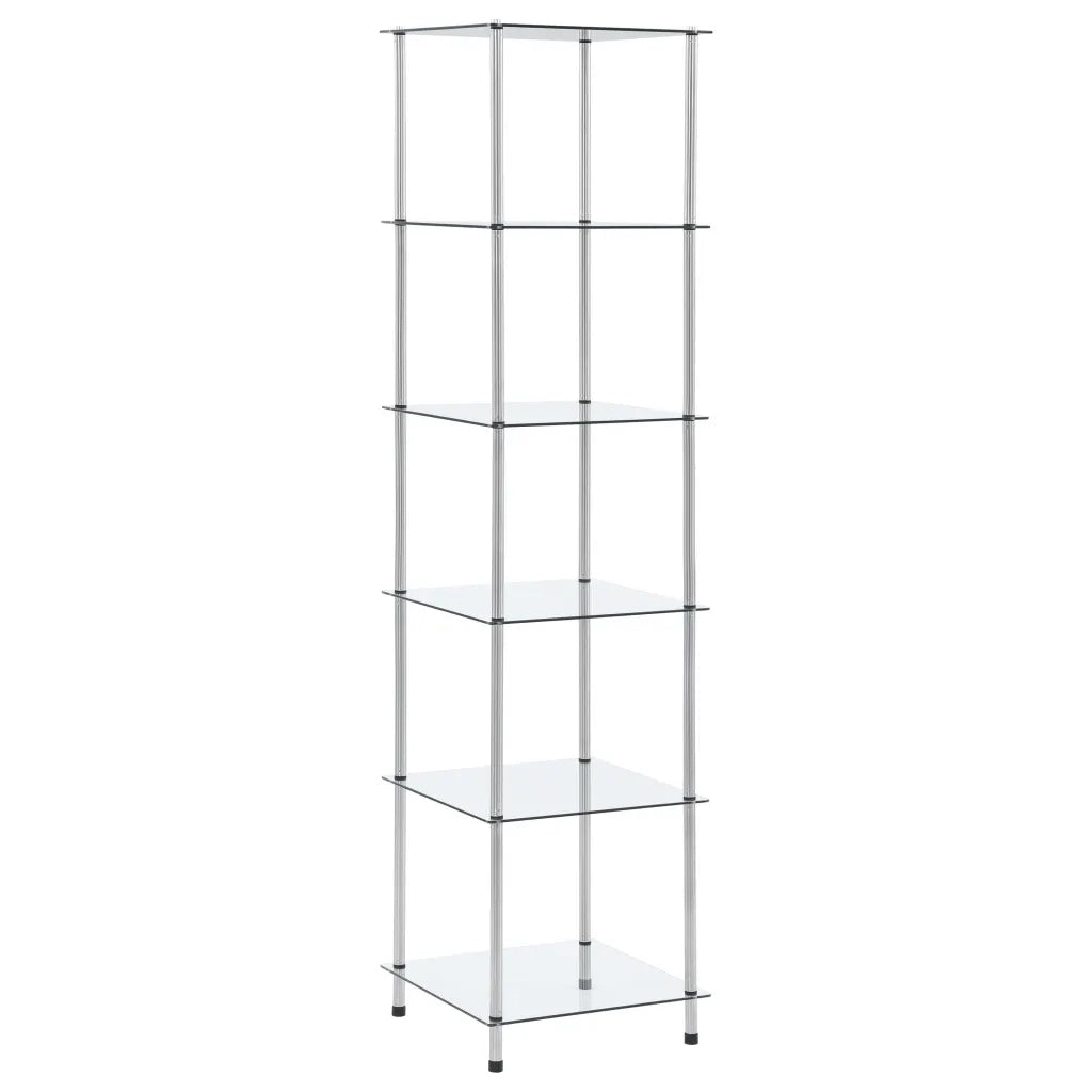 Scaffale a 6 Livelli Trasparente 40x40x160cm in Vetro Temperato cod mxl 13865