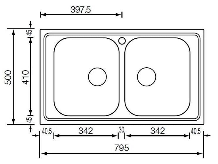 CM Filoslim 79 x 50 2V Lavello ad incasso Rettangolare Acciaio inossidabile