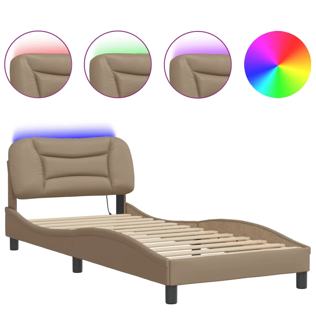 Giroletto con LED senza Materasso-Struttura Letto Hvar Cappuccino 80x200 cm