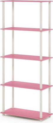 Libreria multifunzionale - 1 pezzo - Rosa/Bianco - Legno e metallo - 59,9 x 145,8 x 29,5 cm