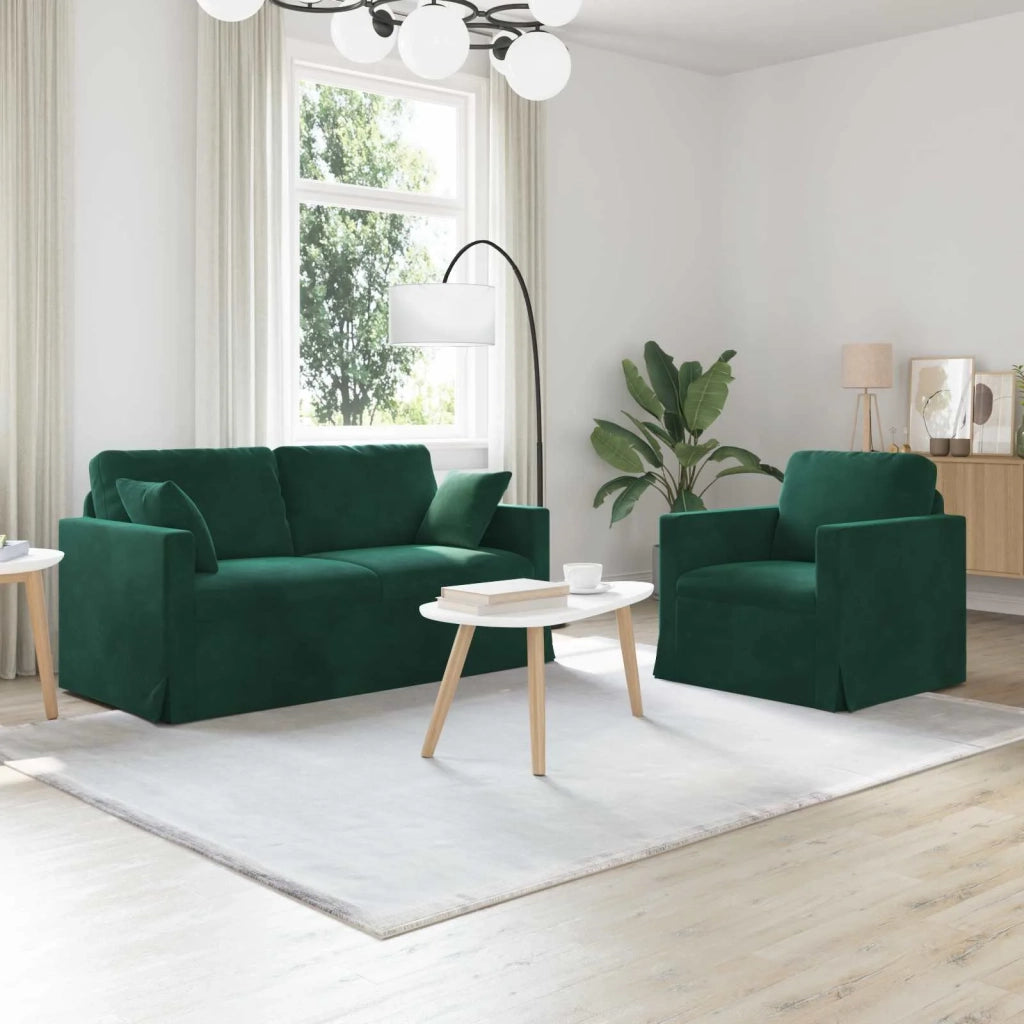 Set di divani 2 pcs Verde Scuro 158 x 78 x 80 cm Velluto