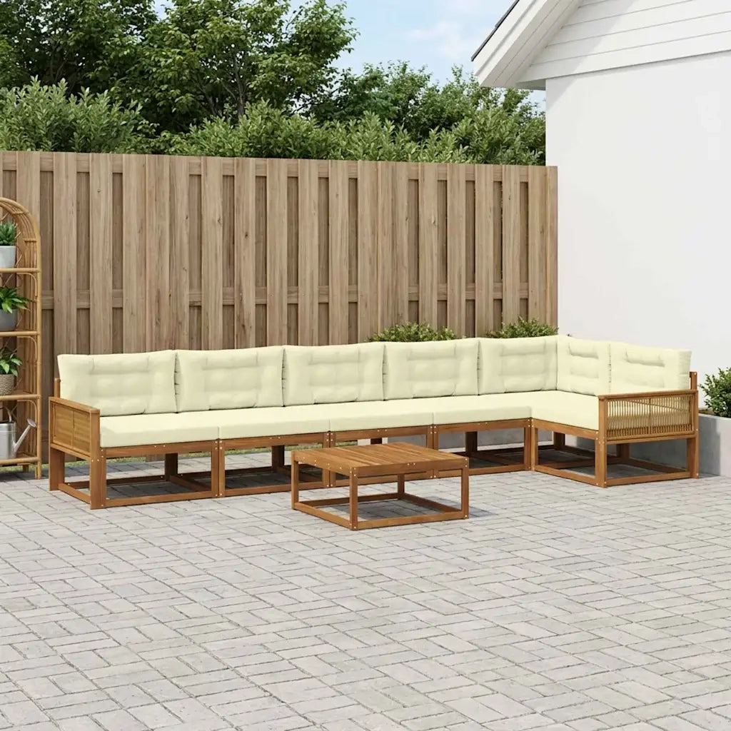Set di divani da esterno con cuscino 7 pcs Naturale e Crema