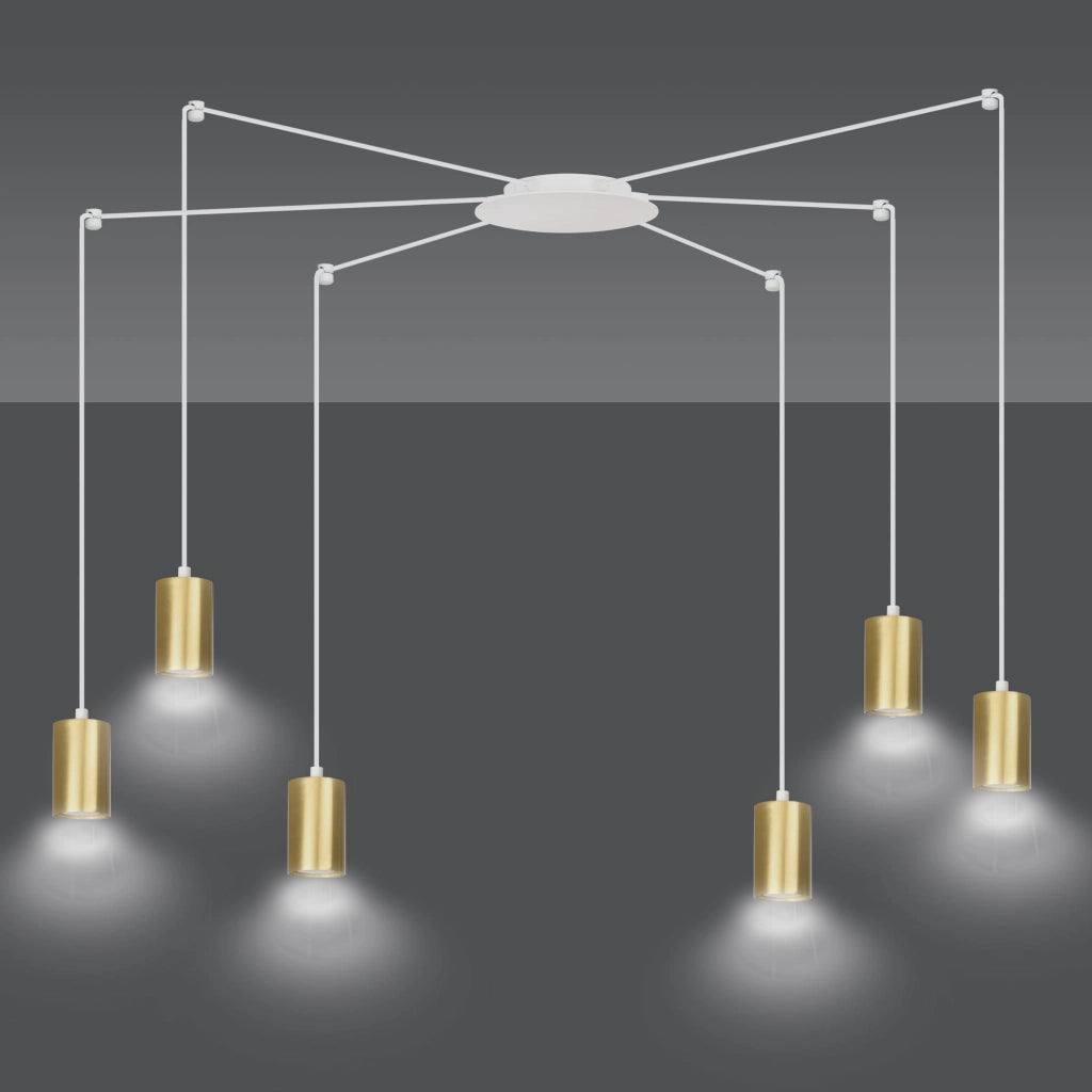 Lampadario Emibig Traker 6 luci GU10 bianco oro metallo