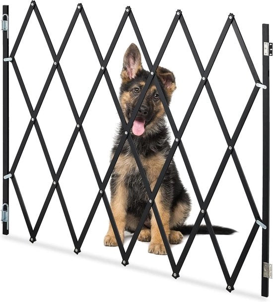 Recinzione estensibile per cani in bambù 130 cm larga - cancellata sicura per scale porta nera