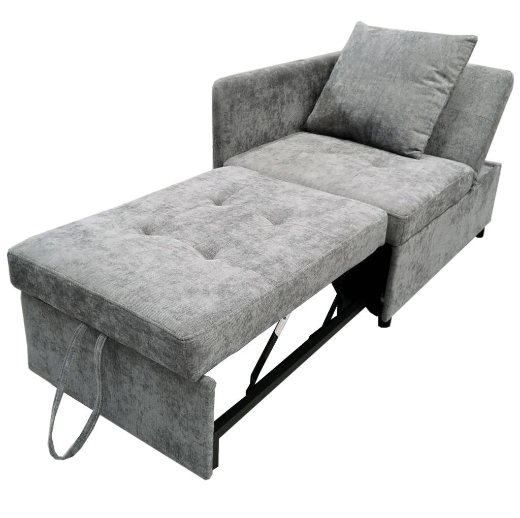 Divano letto 3 in 1 grigio con schienale regolabile