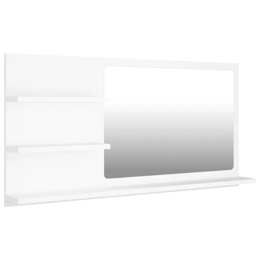Specchio da Bagno-Specchio per Bagno Bianco 90x10,5x45 cm in Legno Multistrato