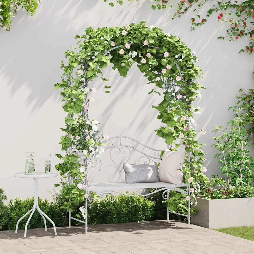 Panchina da giardino Bianco Antico 121 x 48 x 200 cm Acciaio 42008120
