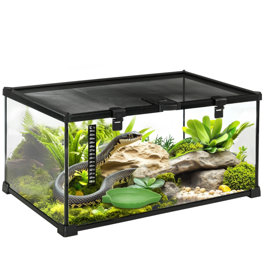 Terrario per Rettili ¨C Zephmum ¨C Nero Metallo Vetro 50x30x25 cm