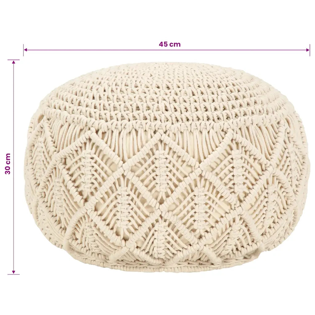 Pouf Lavorato a Mano in Macramé 45x30 cm in Cotone 248089