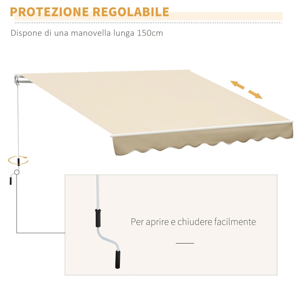 Tenda da Sole Avvolgibile a Parete 3x2.5m in Alluminio Beige