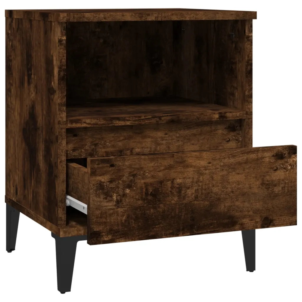 Set di 2 Comodini | Armadio da Notte | Mobiletto da notte Rovere Fumo 40x35x50 cm
