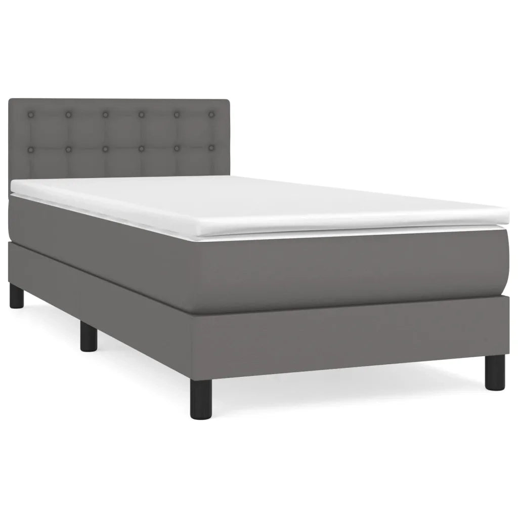 Giroletto a Molle con Materasso-Struttura Letto Grgio 80x200 cm in Similpelle 643663
