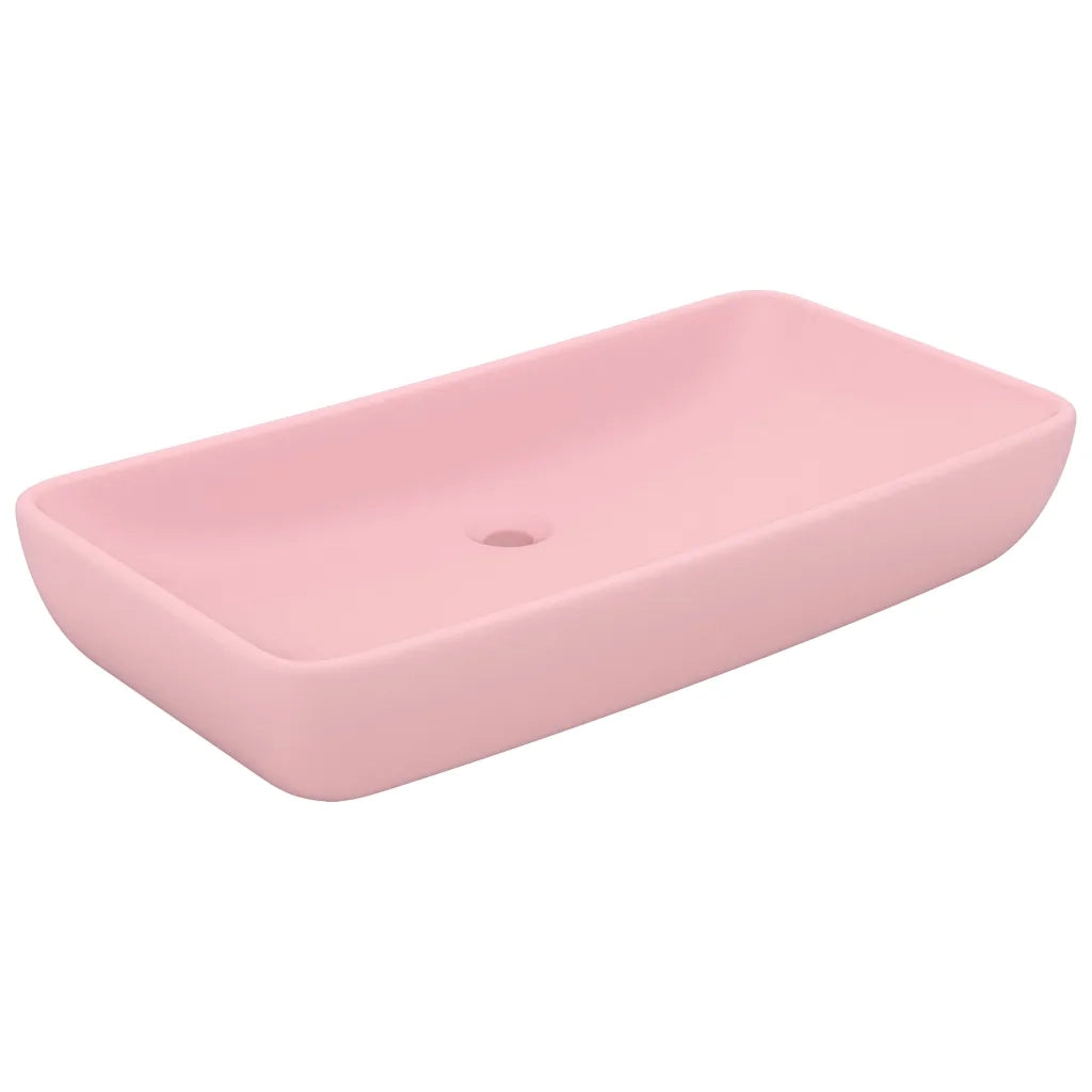 Lavandino Lusso-Lavabo-Lavello Rettangolare Rosa Opaco 71x38 cm in Ceramica
