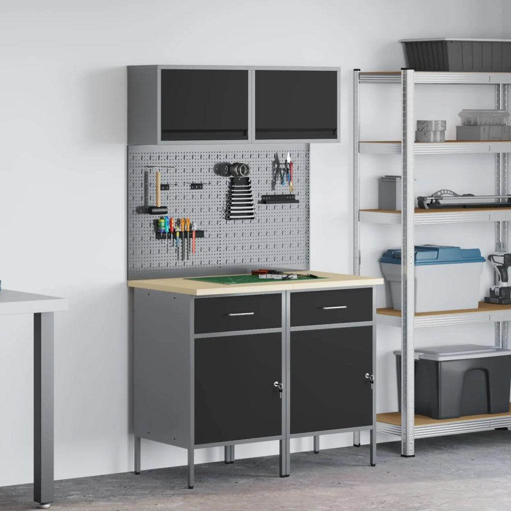 Set di mobili da lavoro con cassetto con blocco 8 pcs Grigio 3321418