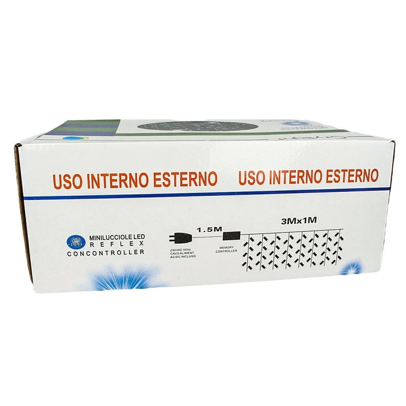 Tenda Luminosa Da Esterno Professionali 200 Luci 3M X 1M Colore Bianco Caldo Giallo Effetto Cascata 20 Tende IP65 Prolungabile