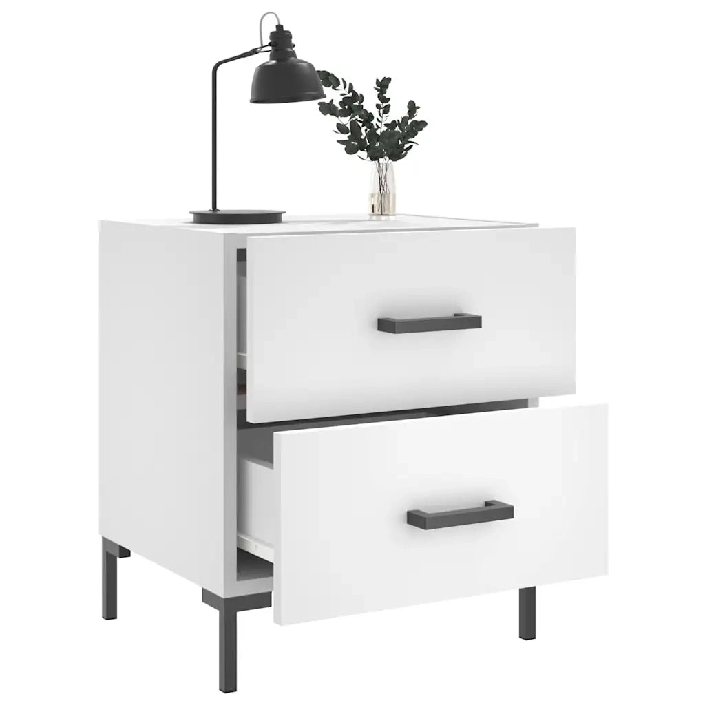 Set di 2 Comodini | Armadio da Notte | Mobiletto da notte Bianchi 40x35x47,5 cm in Legno Multistrato