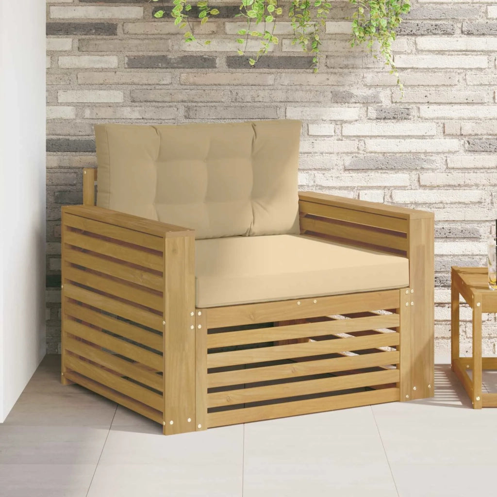 Divano da esterno-Divano da Giardino Poliestere Bianco e Beige 311910