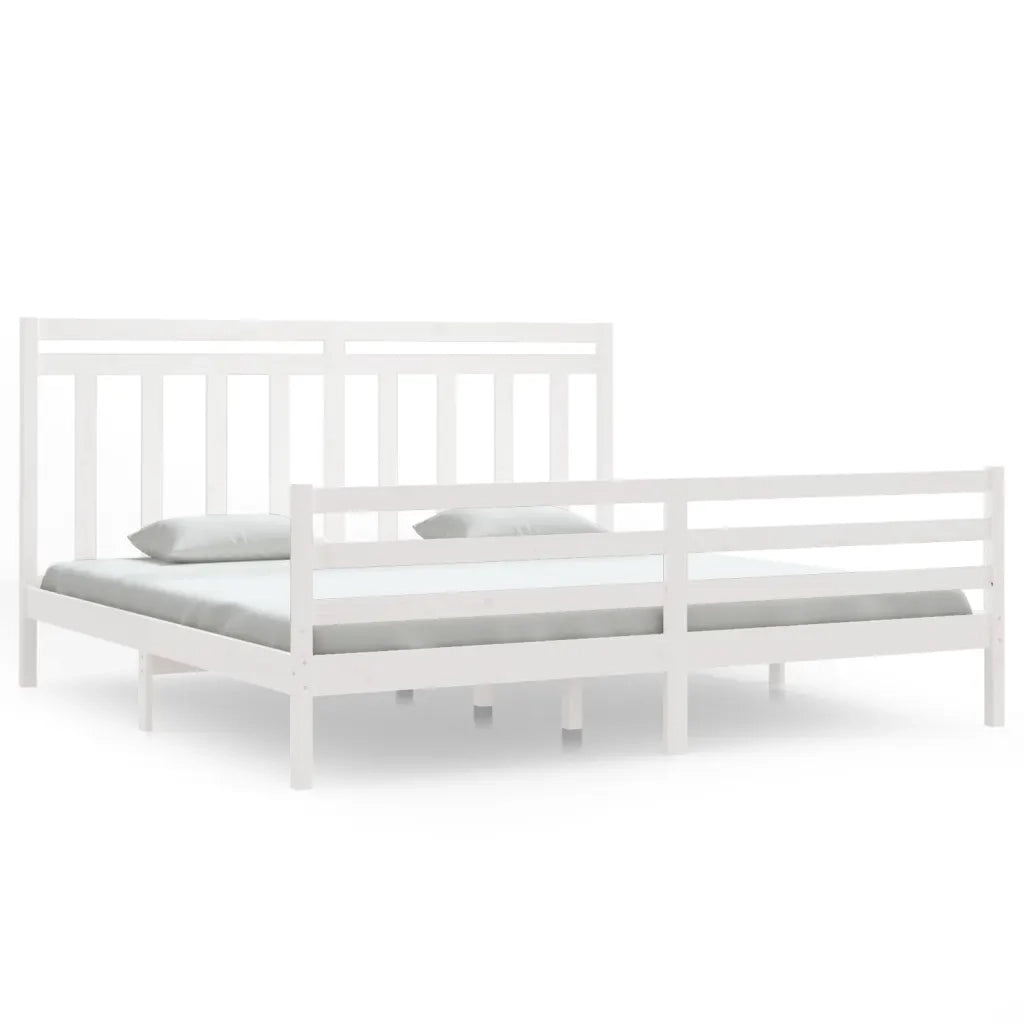 Giroletto-Struttura Letto Bianco in Legno Massello 200x200 cm 503061