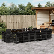 Set da Pranzo da Giardino 17 pz con Cuscini Nero in Polyrattan 3211063