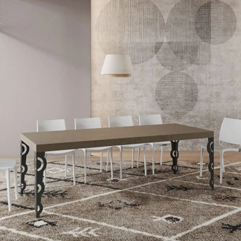 Tavolo allungabile 140/400x90 cm Karamay Premium tortora gambe antracite