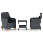 Set Divani da Giardino 3 pz con Cuscini Polyrattan Grigio Scuro cod mxl 42231