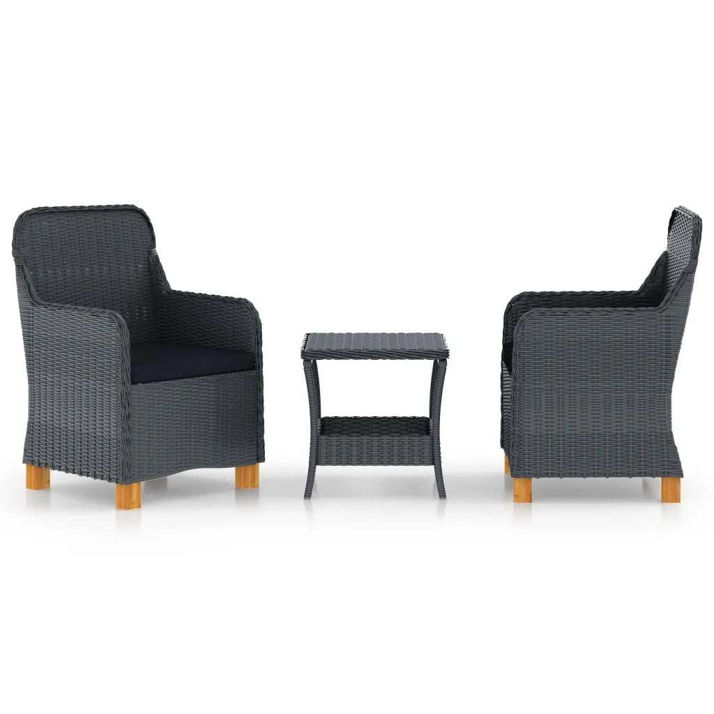Set Divani da Giardino 3 pz con Cuscini Polyrattan Grigio Scuro cod mxl 42231
