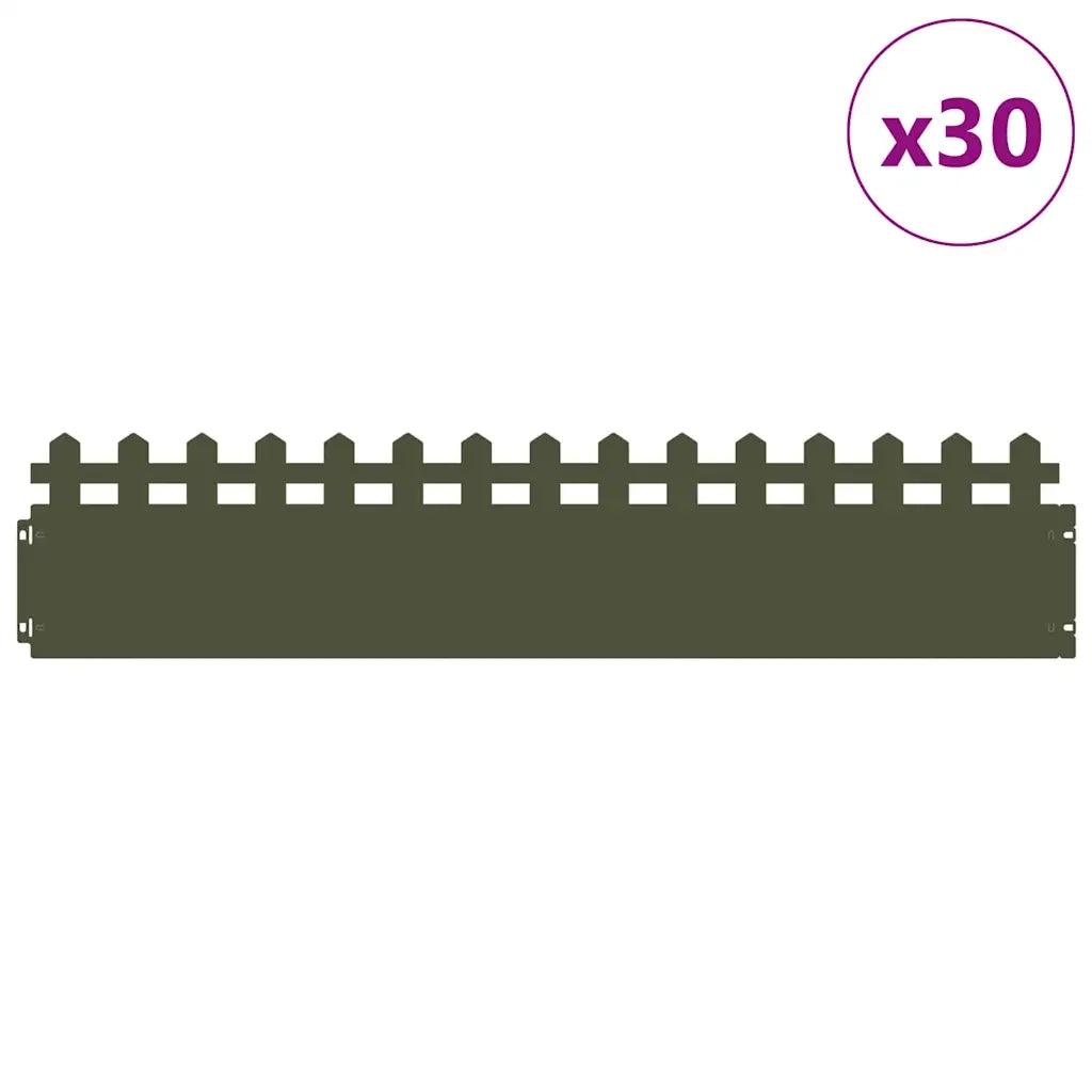 Bordure per prato 30 pcs Verde oliva 103 x 0,05 x 22 cm Acciaio 874797