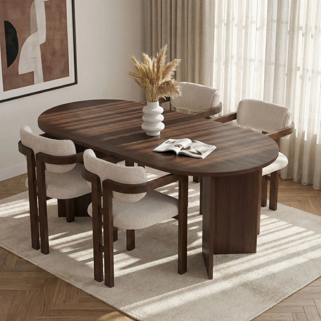 Set di tavolo e sedie in legno Meridia 4" (5 pezzi) - 180 x 90 x 75 cm - Bianco
