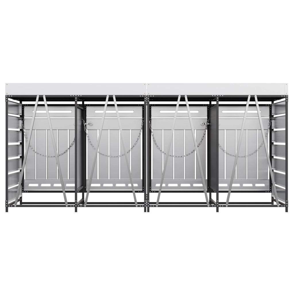 Armadio porta bidoni rifiuti a 4 scomparti con fioriera integrata; 262x79x120 cm; nero