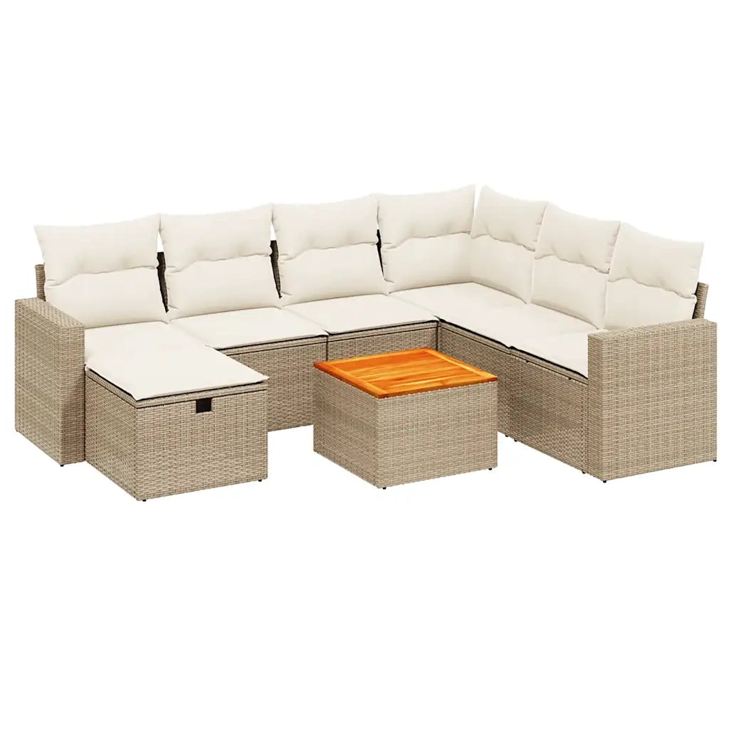 Set Divano da Giardino 8 pz con Cuscini Beige in Polyrattan 3264852