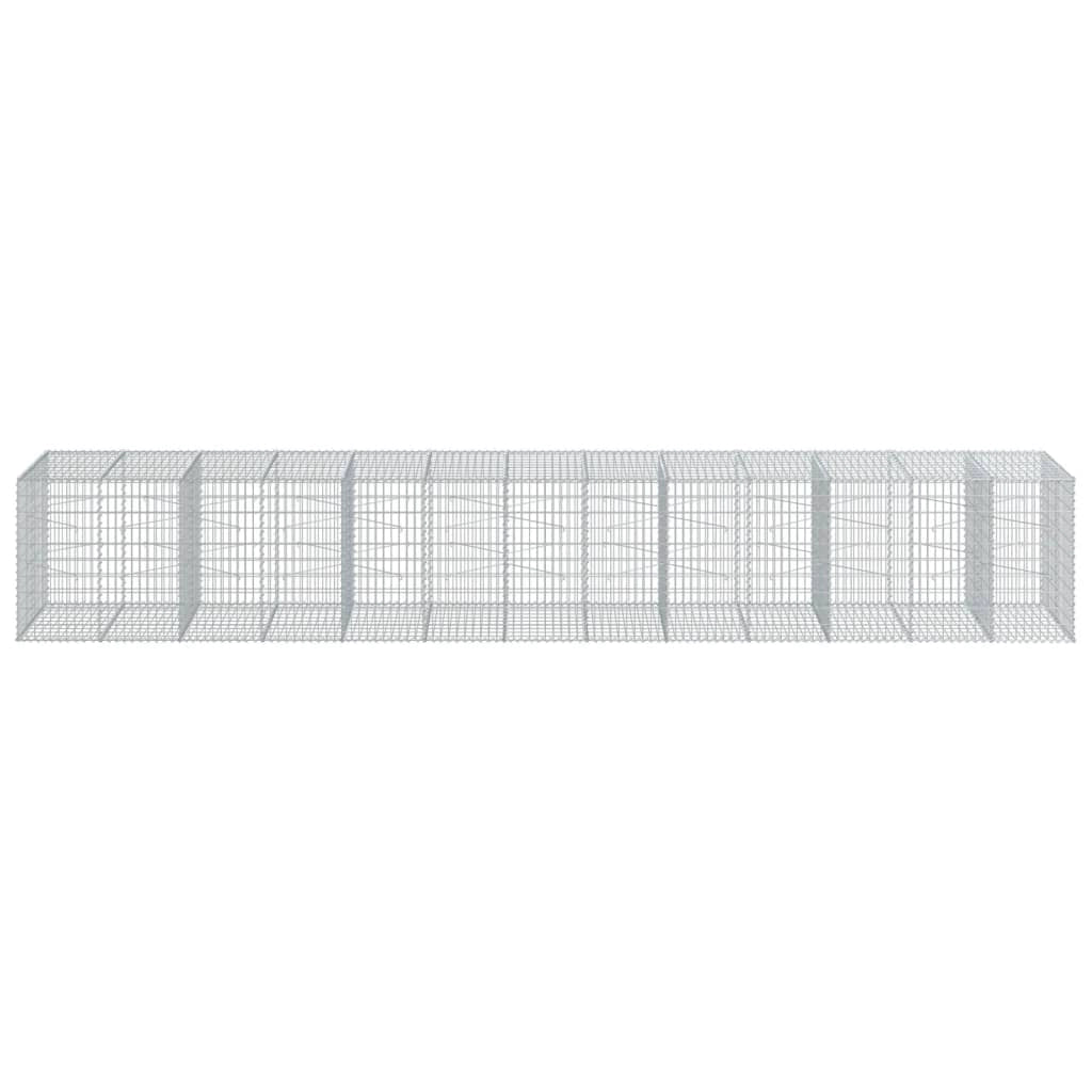 Gabbione recinto a gabbia muro di contenimento con coperchio 650 x 100 x 100 cm ferro zincato argento 02_0040187