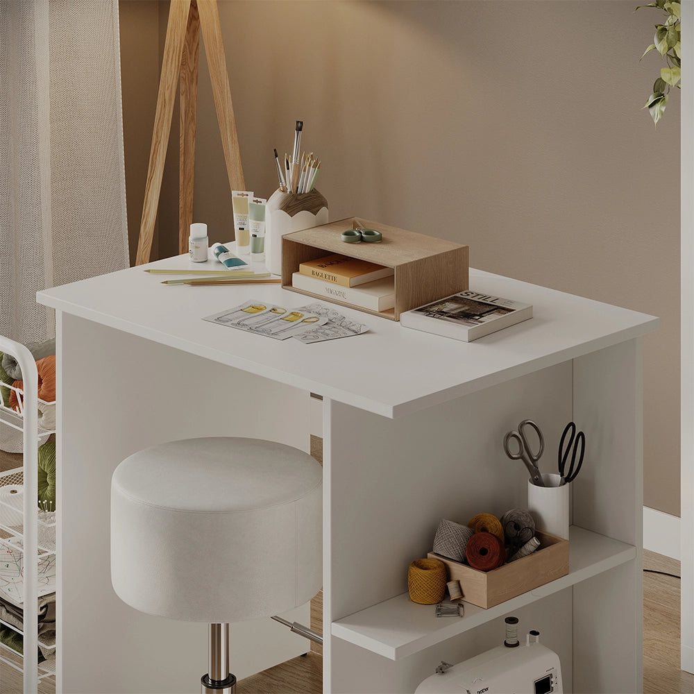 Vicco Scrivania con ripiani Bianco 82 x 60 cm