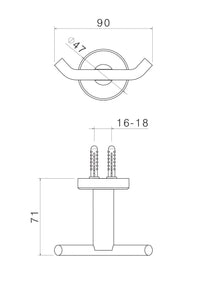 Appendino Bagno con Doppio Gancio in Acciaio Inox Satinato Nilo