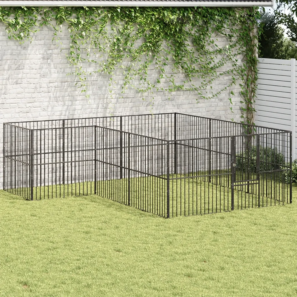 Box per Cani 12 Pannelli Nero Acciaio Zincato CFW6589690
