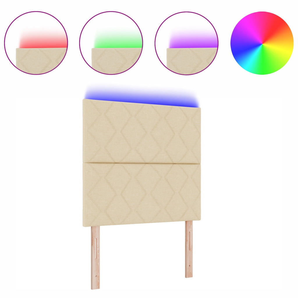 Testata LED  Design a Diamante Crema 100 cm Tessuto