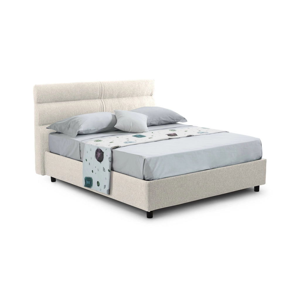 Letto Matrimoniale Brienno, Letto Matrimoniale Sfoderabile Made in Italy, Beige