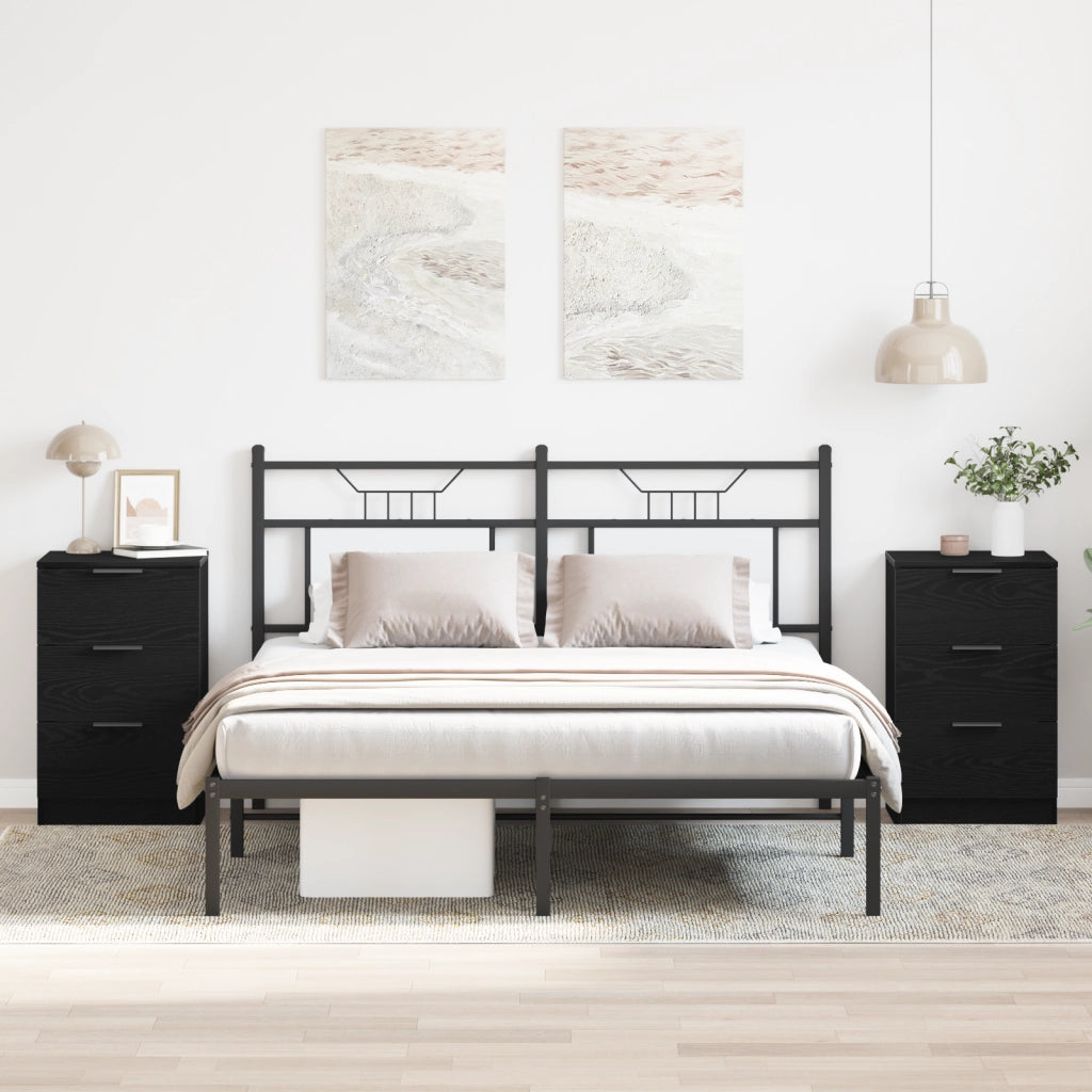 Comodini 2 pezzi Nero Rovere 40x65x65 cm Realizzati in Legno Ingegnerizzato
