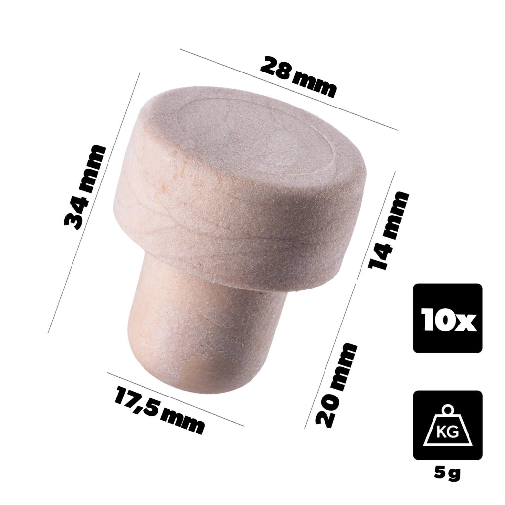 Tappi per bottiglie a forma di fungo KADAX, per liquori, diametro 17,5 mm, 10 pezzi.