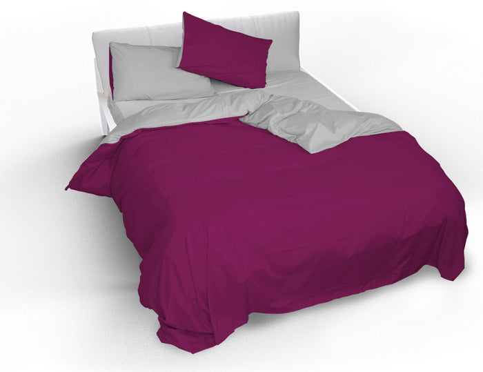 Copripiumino con Sacco e Federe Doubleface Fuxia/Grigio Singolo